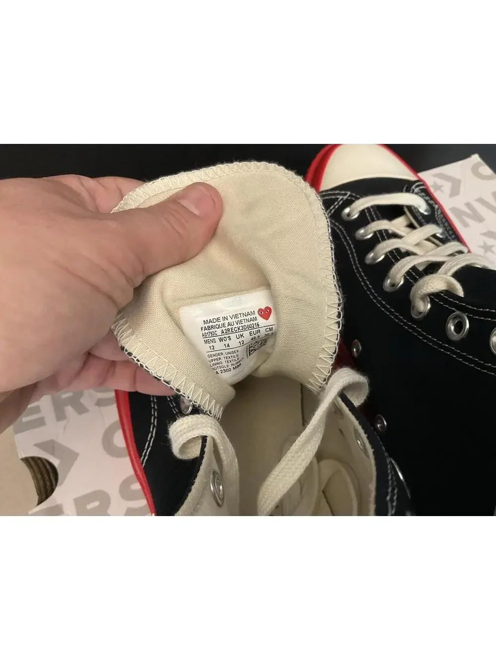 New! Mens Converse CDG Chuck Taylor All Star 70 Hi Comme des Garcons PLAY. SZ 12 - Picture 8 of 9